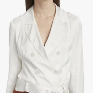 L'AGENCE Elegant White Satin Blazer